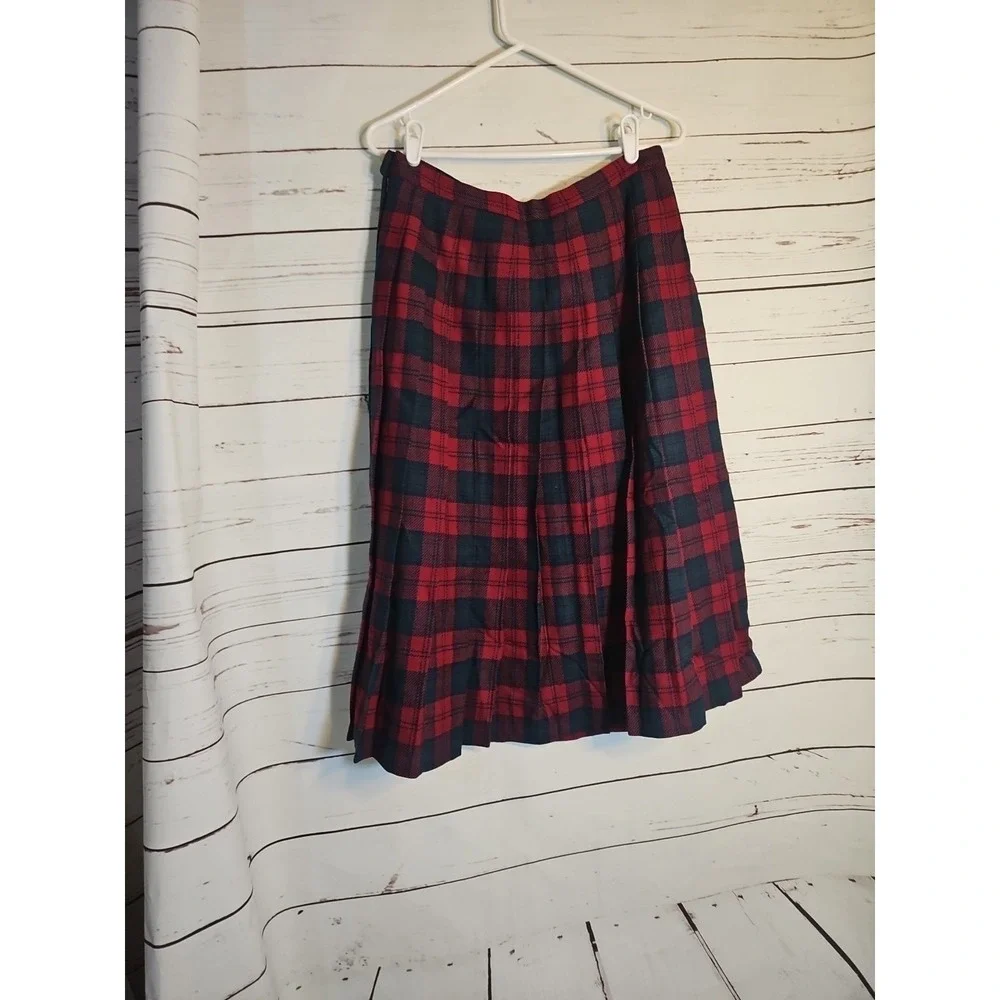 Pendleton Skirt‎ Womens Size 14 Plaid 100% Wool Pleated Midi Lined Tartan - Picture 3 of 13